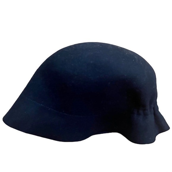 Vintage style Navy blue flapper cloche hat with bow 100% wool - Picture 2 of 4